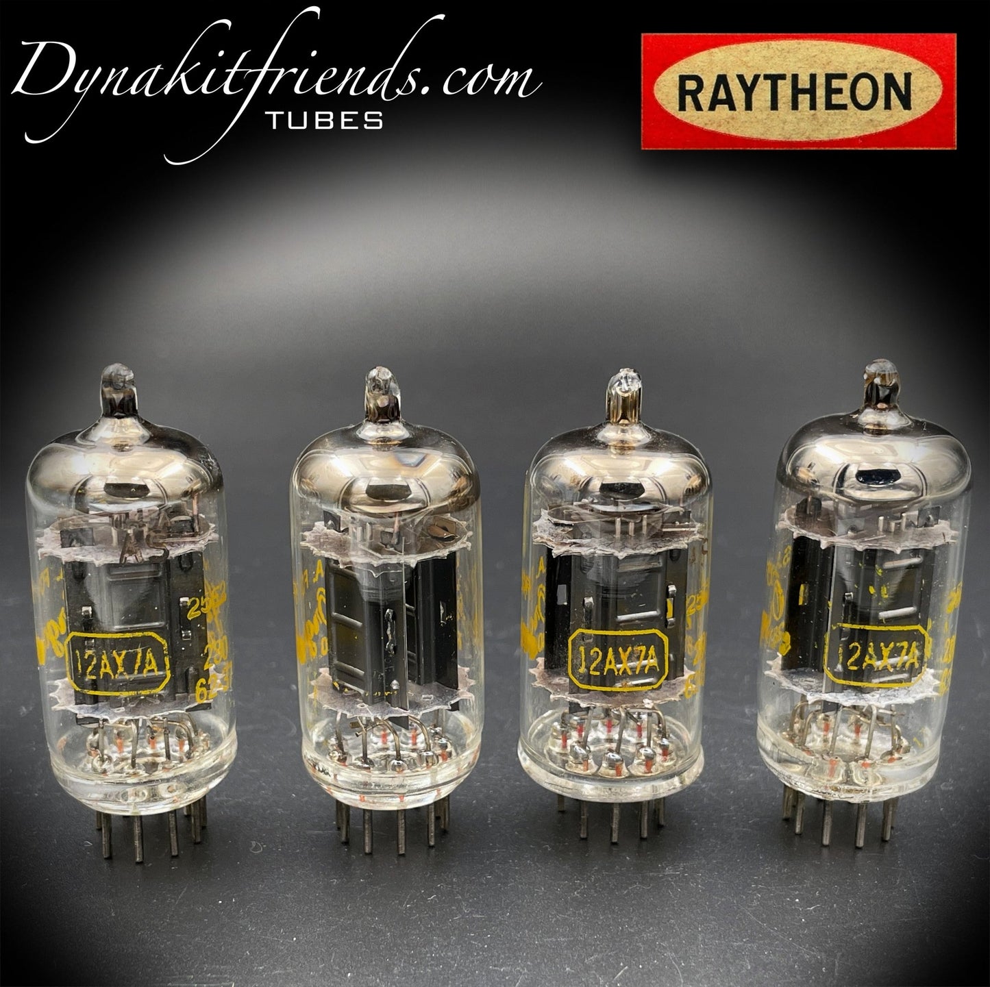 12AX7A ( ECC83 ) RAYTHEON Long Black Plates Labeled Shober Organ O Getter Matched Tubes Made in USA '62 - Vacuum Tubes Treasures