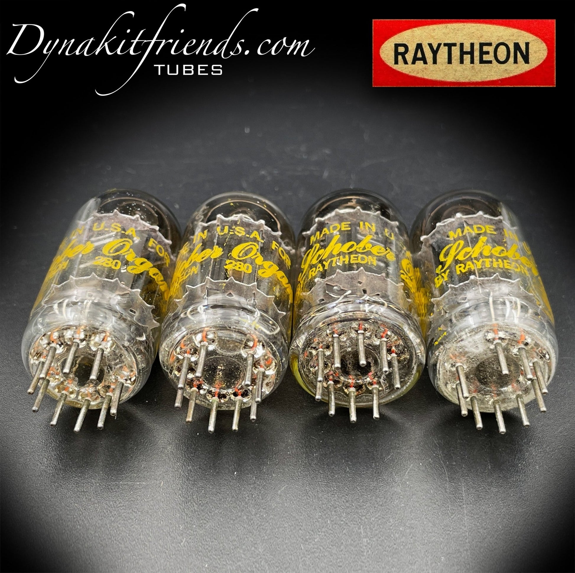 12AX7A ( ECC83 ) RAYTHEON Long Black Plates Labeled Shober Organ O Getter Matched Tubes Made in USA '62 - Vacuum Tubes Treasures