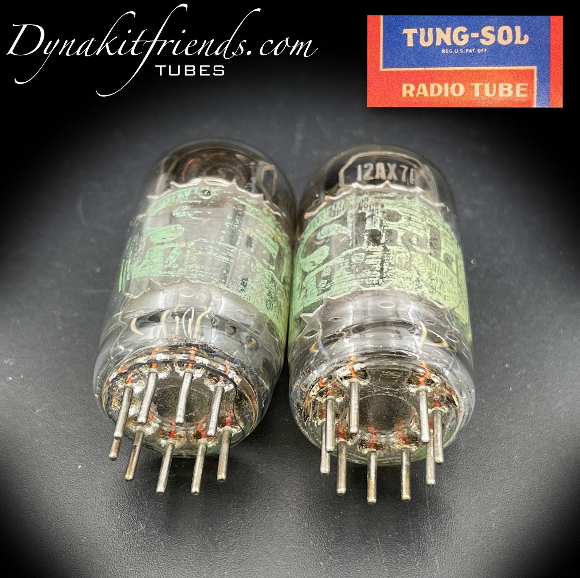 12AX7A ( ECC83 ) TUNG-SOL Long Gray Plates O Getter Matched Tubes MADE IN USA - Vacuum Tubes Treasures
