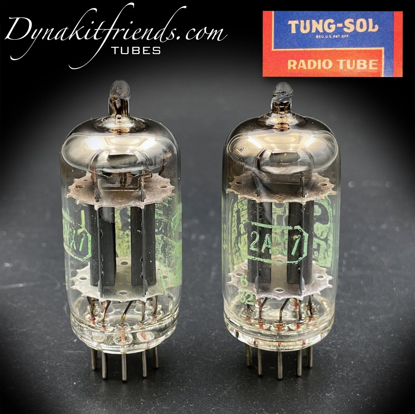 12AX7A ( ECC83 ) TUNG-SOL Long Gray Plates O Getter Matched Tubes MADE IN USA - Vacuum Tubes Treasures