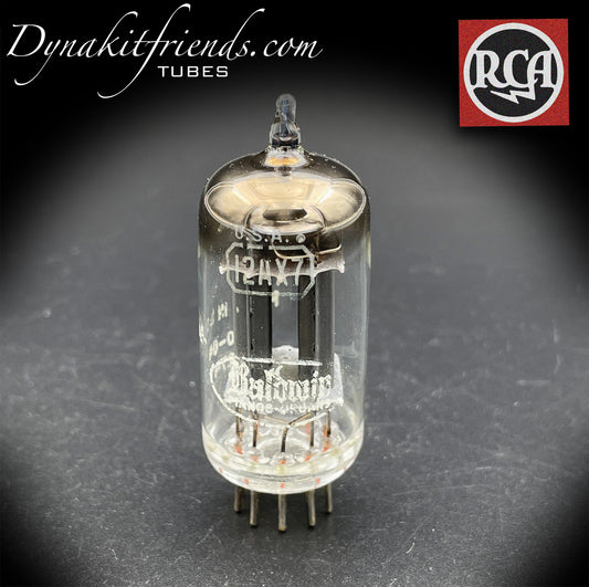 12AX7 ( ECC83 ) RCA Brand Baldwin Long Gray Plates Square Getter Tested Tube MADE IN USA 1960