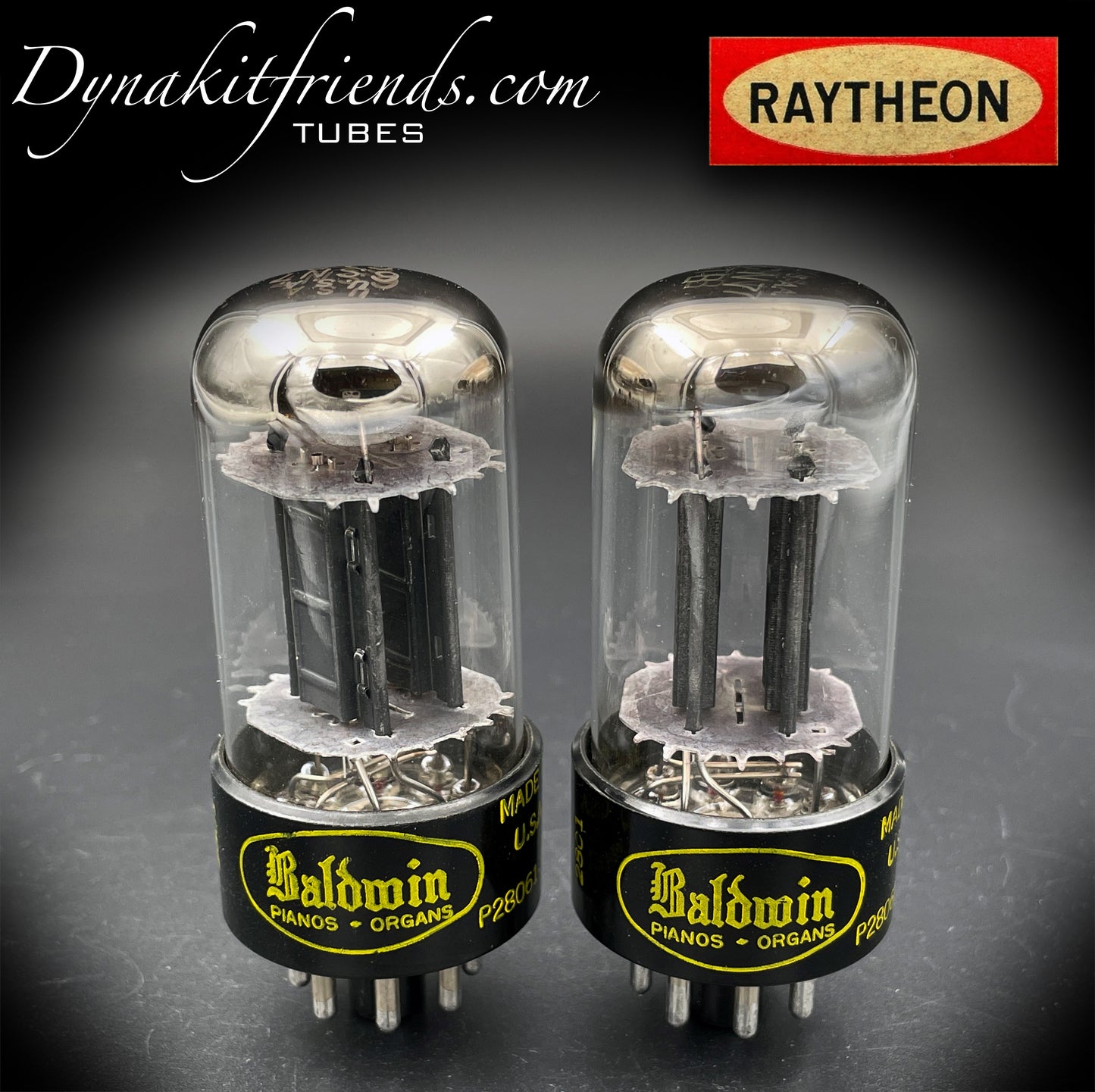 6SN7 GTB NOS RAYTHEON Black Plates O Getter Matched Tubes Made in USA '61