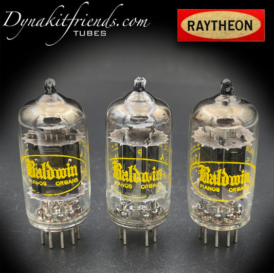 12AU7 ( ECC82 ) RAYTHEON NOS Long Black Plates Labeled Baldwin Matched Tubes Made in USA '50s