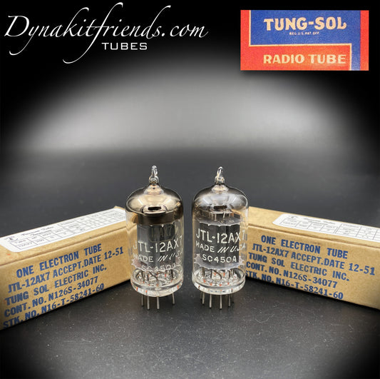 12AX7 ( ECC83 ) NOS NIB Legendary TUNG-SOL U.S.A. Tubes MADE IN 1951 Long Plates Square Getter