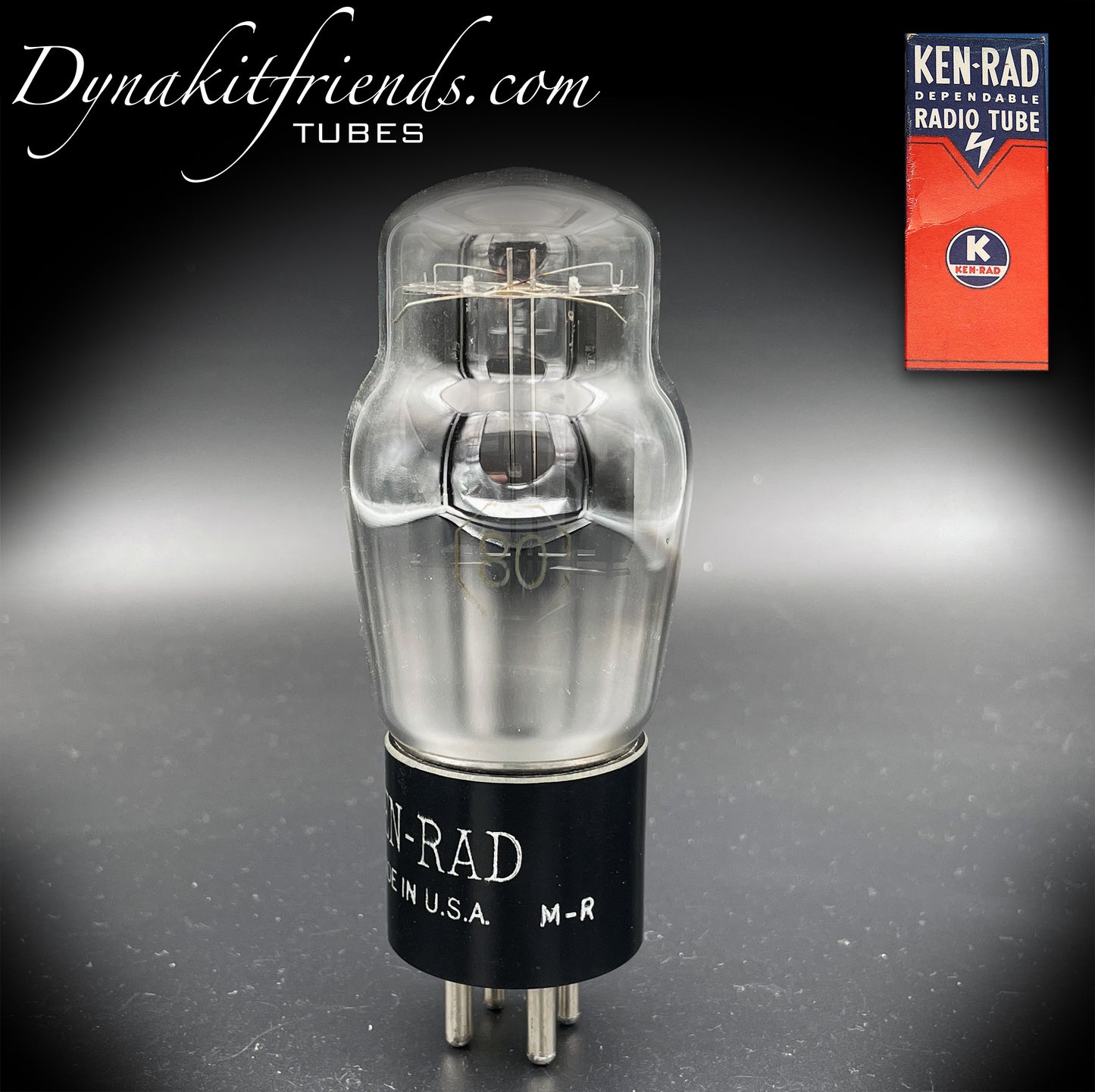 80 (110E/59) KEN-RAD Tubo rectificador de filamentos colgantes de placas negras fabricado en EE. UU.
