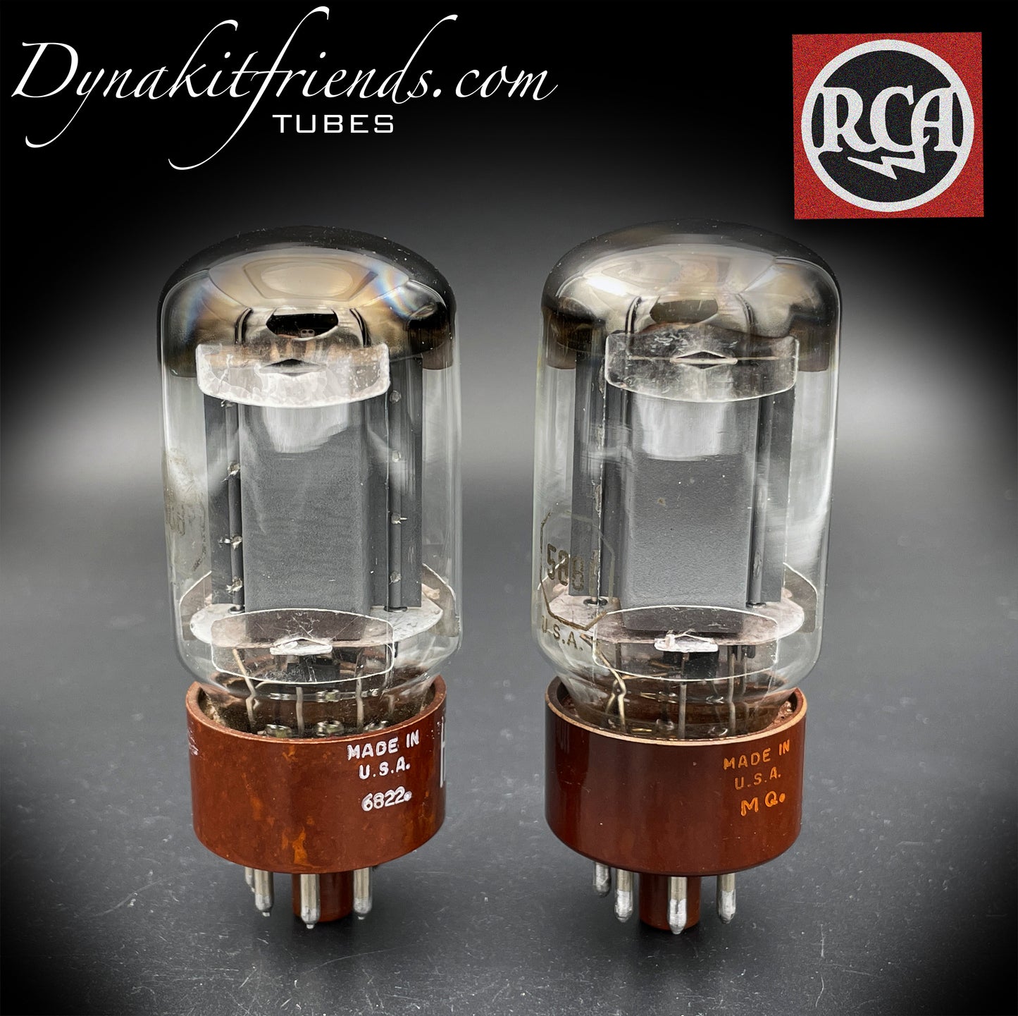 5881 (6L6WGB) RCA-Vakuumröhrenpaar mit braunem Sockel, hergestellt in den USA