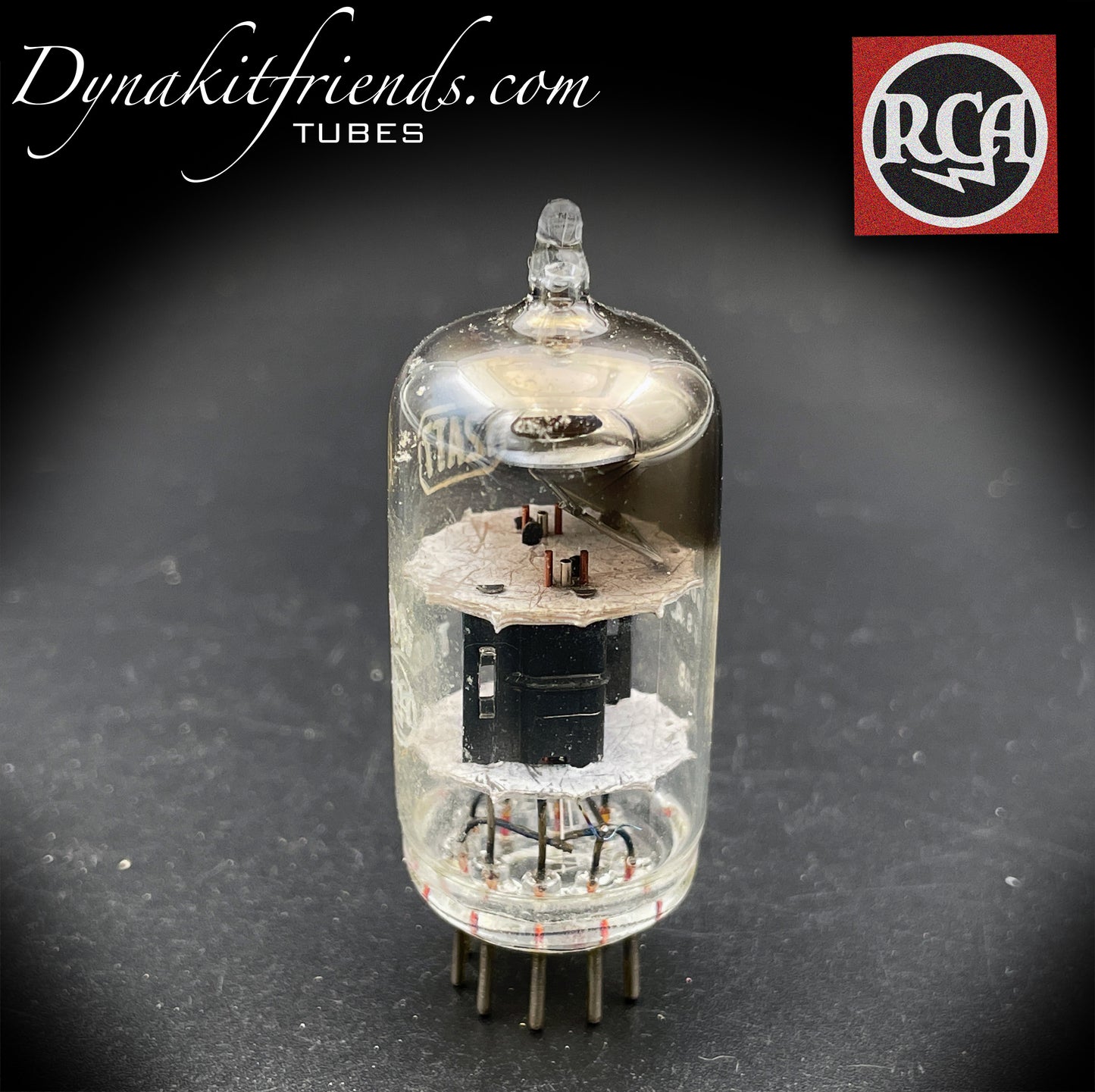 12AT7 (ECC81) RCA Black Wing [] Tilt Getter getestete Röhre, hergestellt in den USA '52