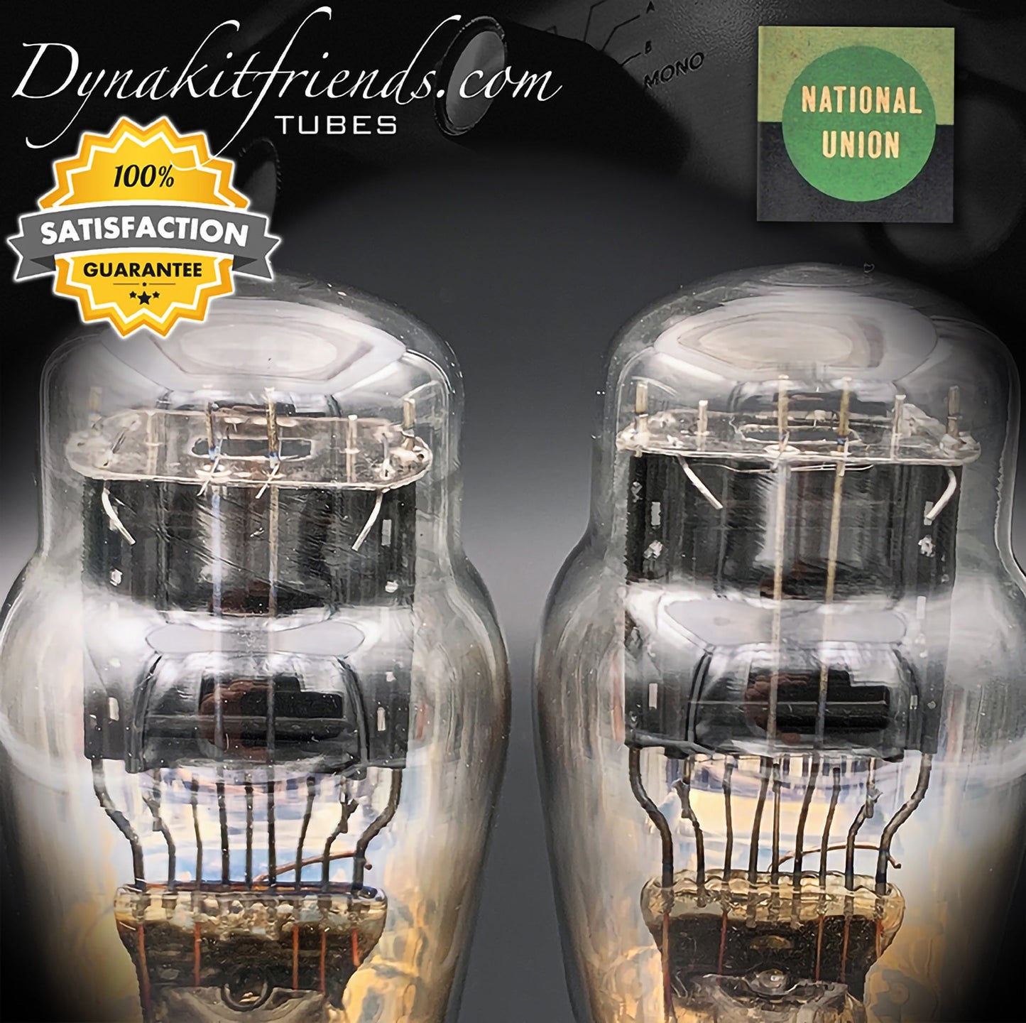 45 ST NATIONAL UNION Black Plates Foil Dimpled Getter Matched Pair Tubes Made in USA 1930's - Vacuum Tubes Treasures
