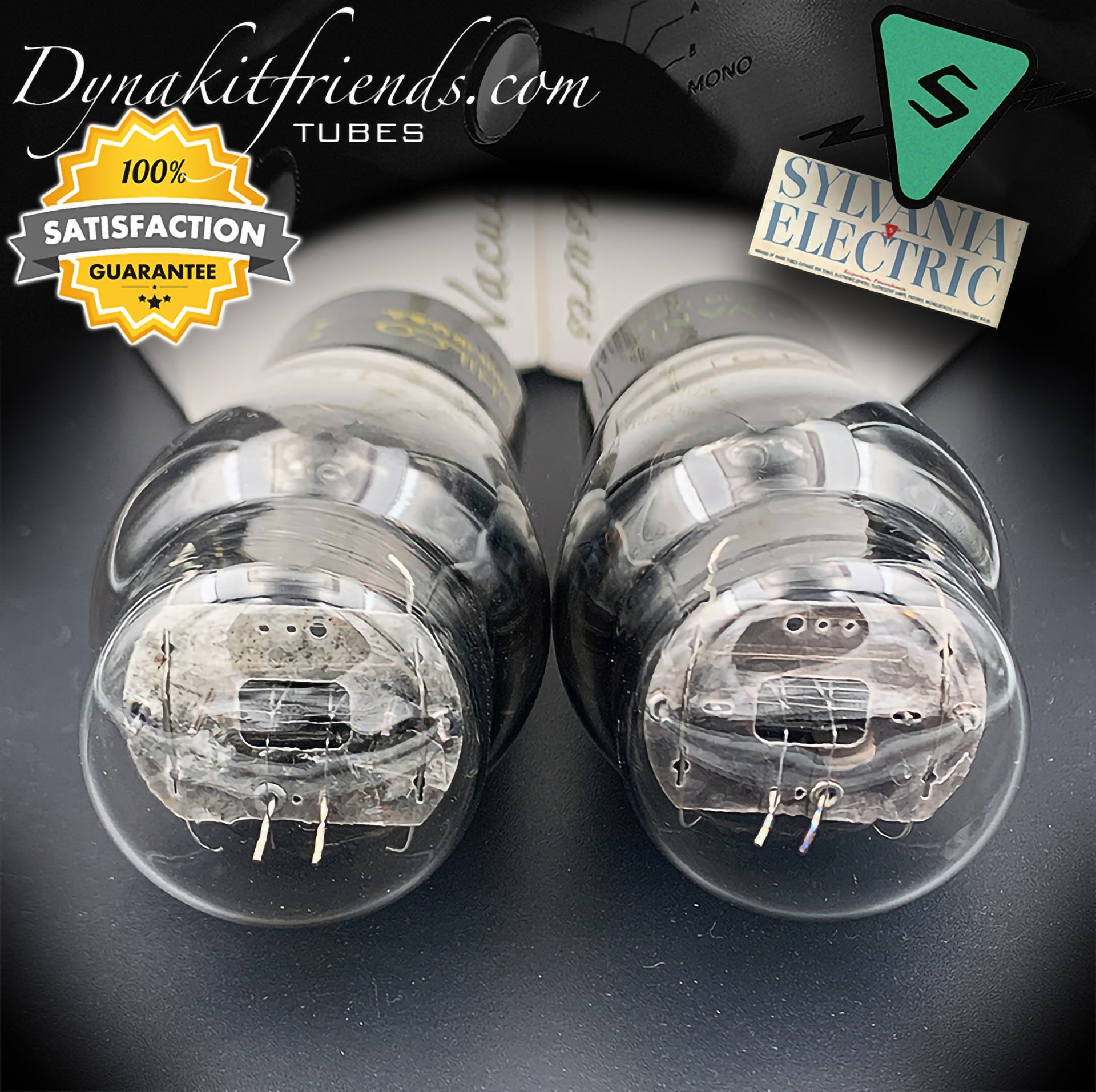 45 ST SYLVANIA Black Plates Foil Dimpled Getter Matched Pair Tubes Made in USA 1940's - Vacuum Tubes Treasures