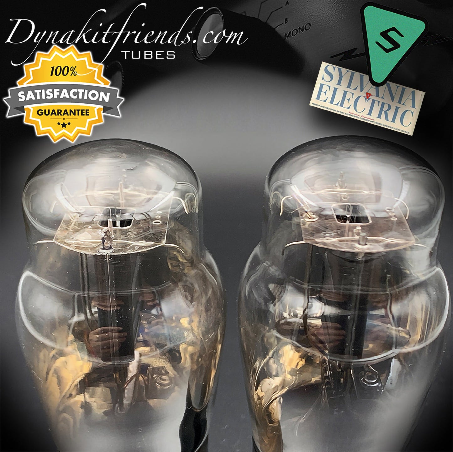 45 ST SYLVANIA Black Plates Foil Dimpled Getter Matched Pair Tubes Made in USA 1940's - Vacuum Tubes Treasures