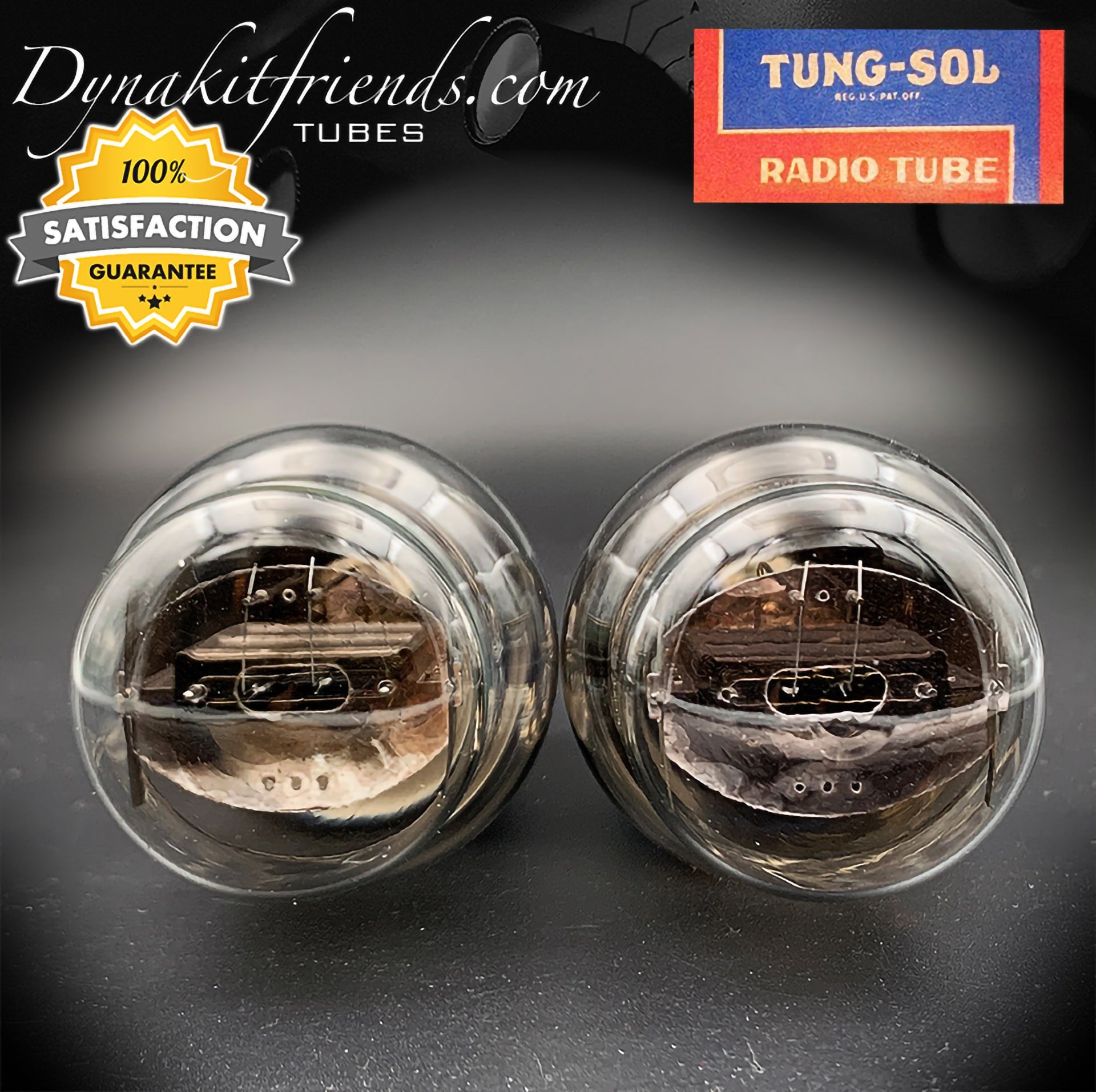 45 ST TUNG-SOL Black Plates Foil Dimpled Getter Matched Pair Tubes Made in USA 1940's - Vacuum Tubes Treasures