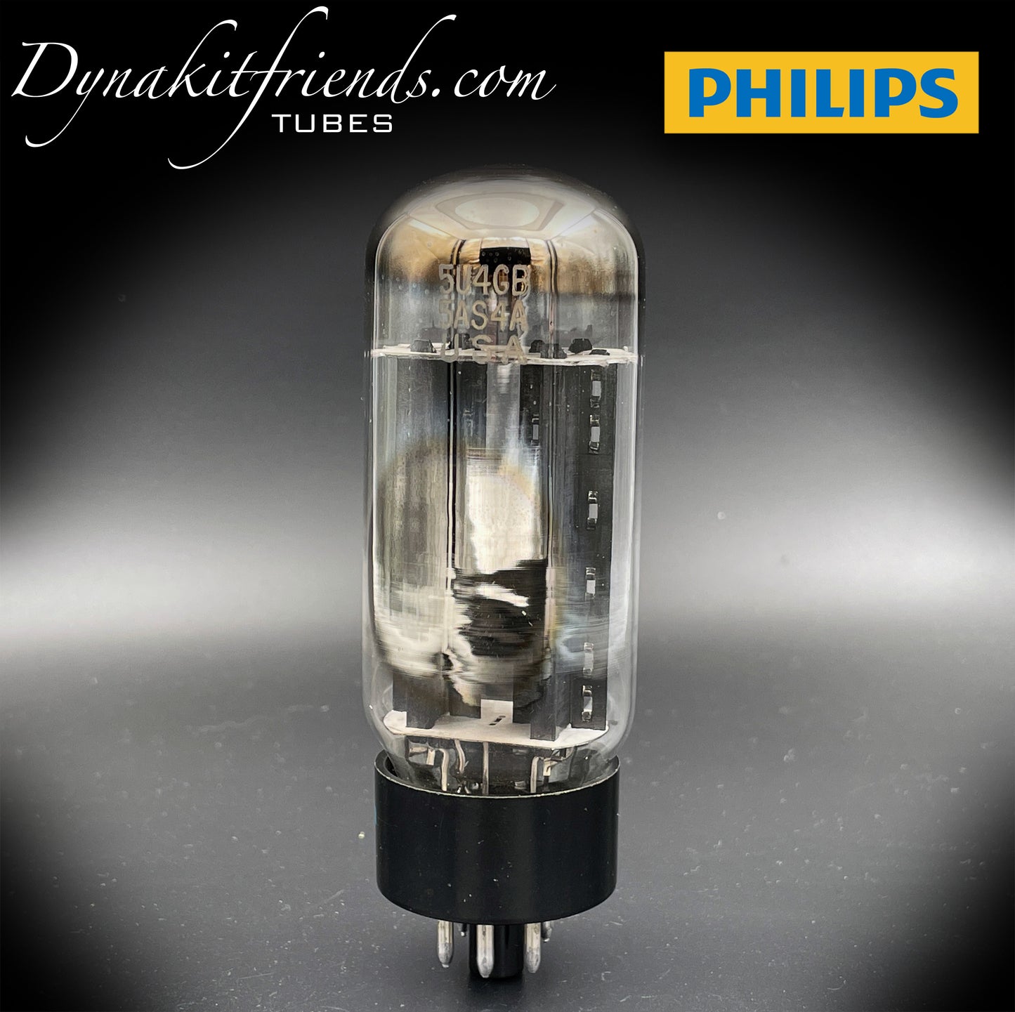 5U4 GB ( 5AS4A ) PHILIPS ECG NOS Black Plates Double Halo Getter Tested Tube Rectifier Made in USA