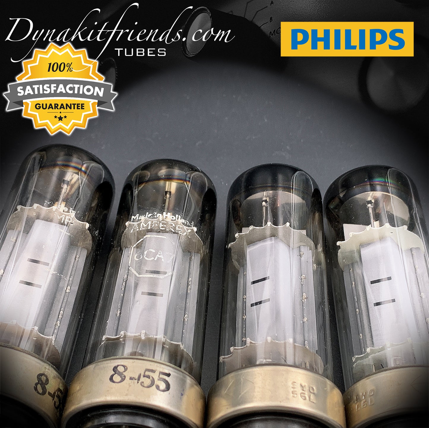 6CA7 ( EL34 ) PHILIPS Eindhoven One piece Disc Getter Matched Tubes Made in Holland