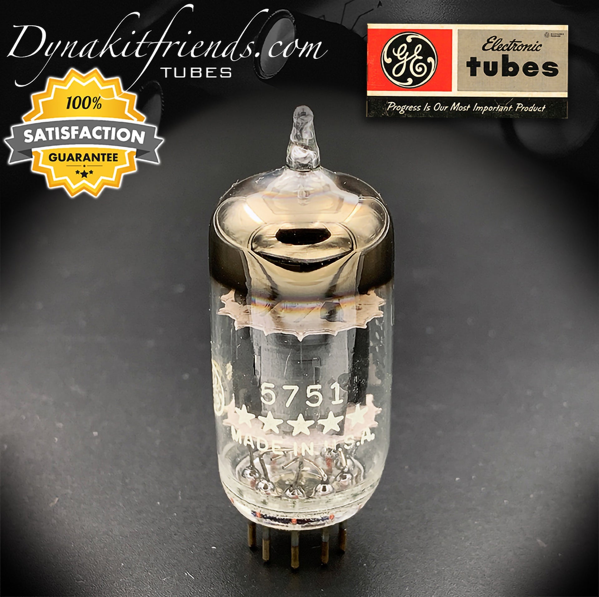 5751 GE NOS NIB Five Stars Gray Plates O Getter Tested Tubes Made in USA - Vacuum Tubes Treasures