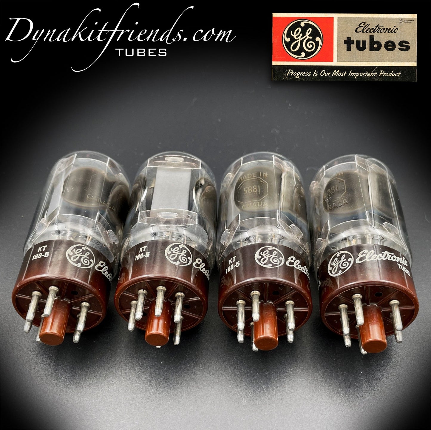 5881 ( 6L6WGB ) GE Brown Base Side OO Getter Matched Tubes Made in CANADA @ TEST NOS - Vacuum Tubes Treasures