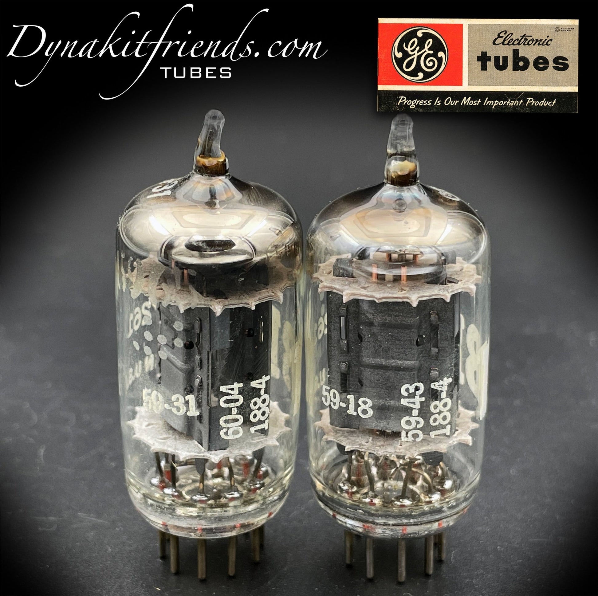 5965 GE labeled for IBM Gray Plates O Getter Matched Tubes Made In USA '50s @ Test NOS - Vacuum Tubes Treasures
