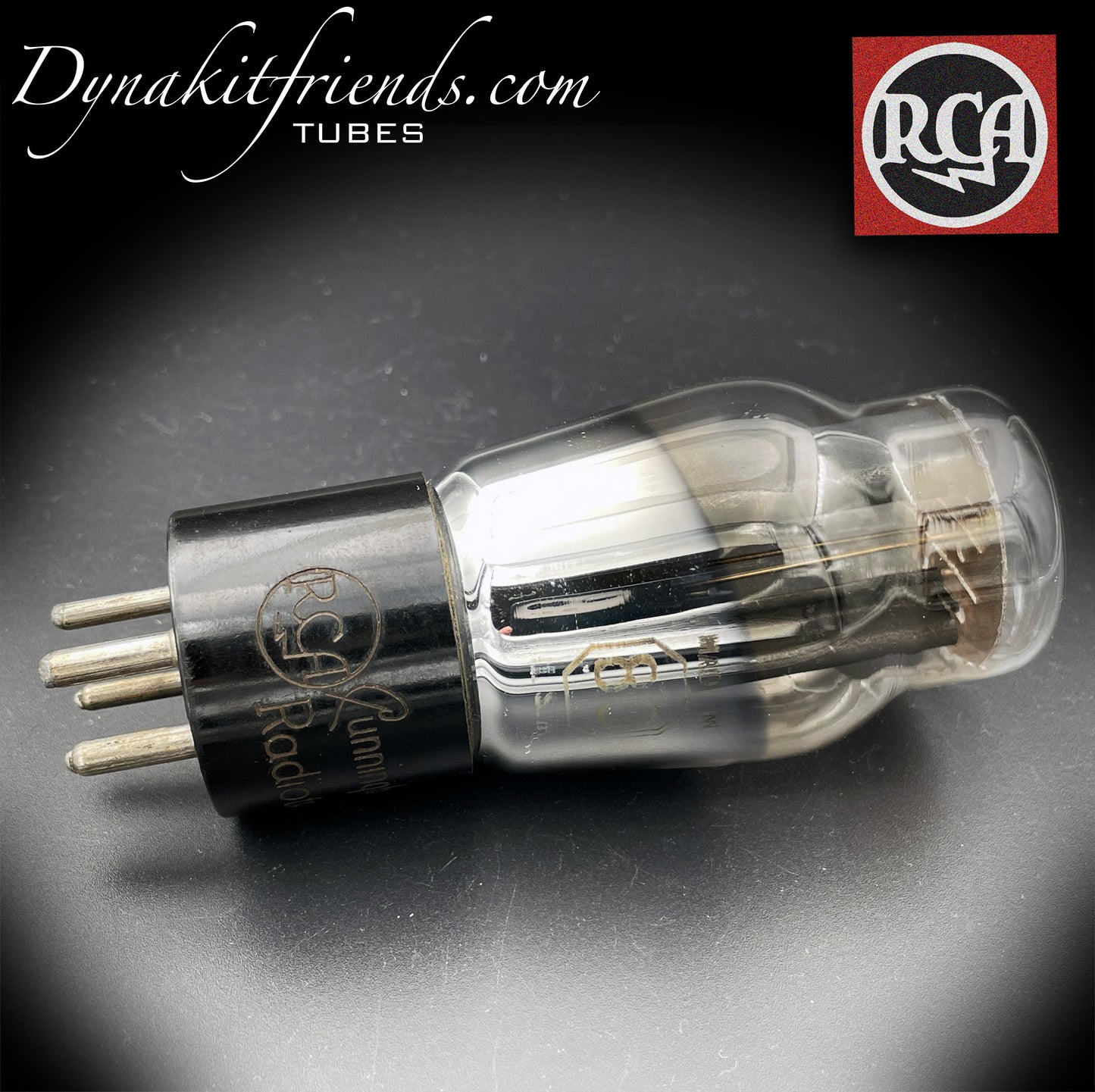 80 (110E/59) RCA Cunningham RADIOTRON Placas negras Filamentos colgantes Tubo rectificador Hecho en EE. UU.
