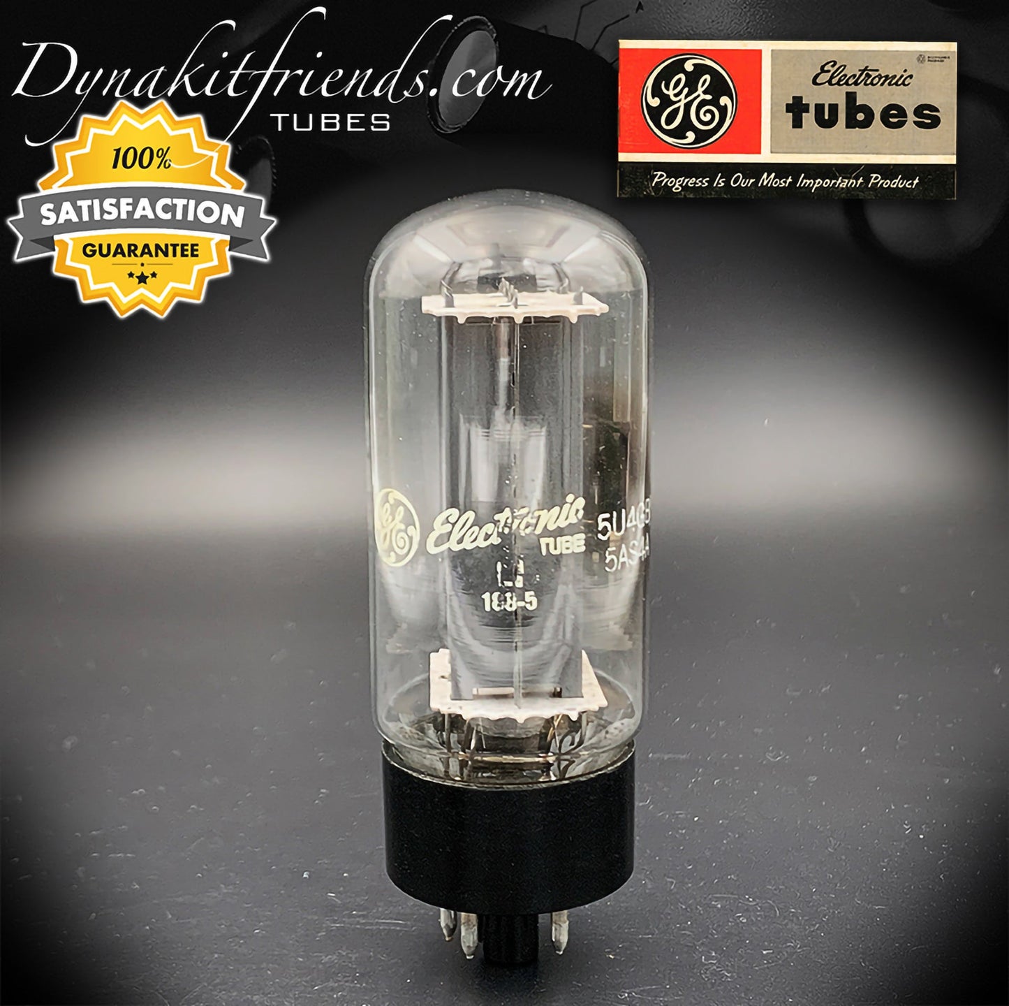 5U4GB ( 5AS4A ) GE NOS/NIB Gray Plates Side D/[] Getter Tube Rectifier Made in USA - Vacuum Tubes Treasures