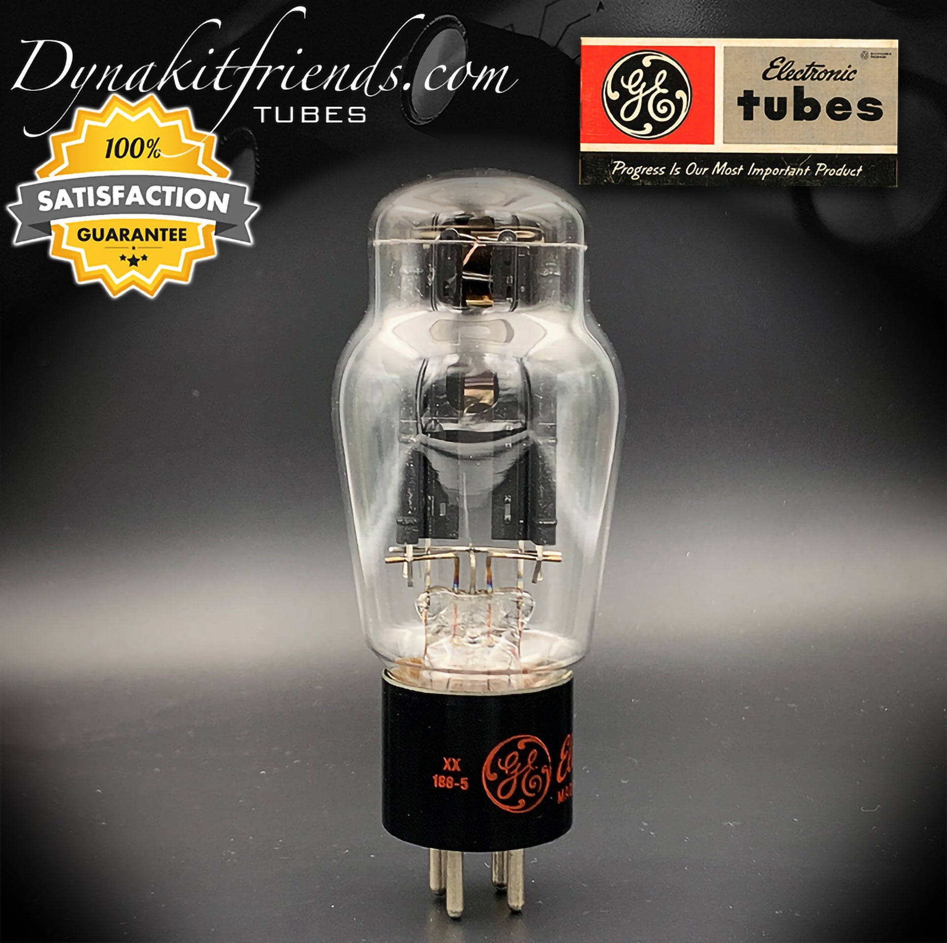 5Z3 ( VT-145 ) GE Black Plates Top Side [] Getter Tube Rectifier Made in USA '66 - Vacuum Tubes Treasures