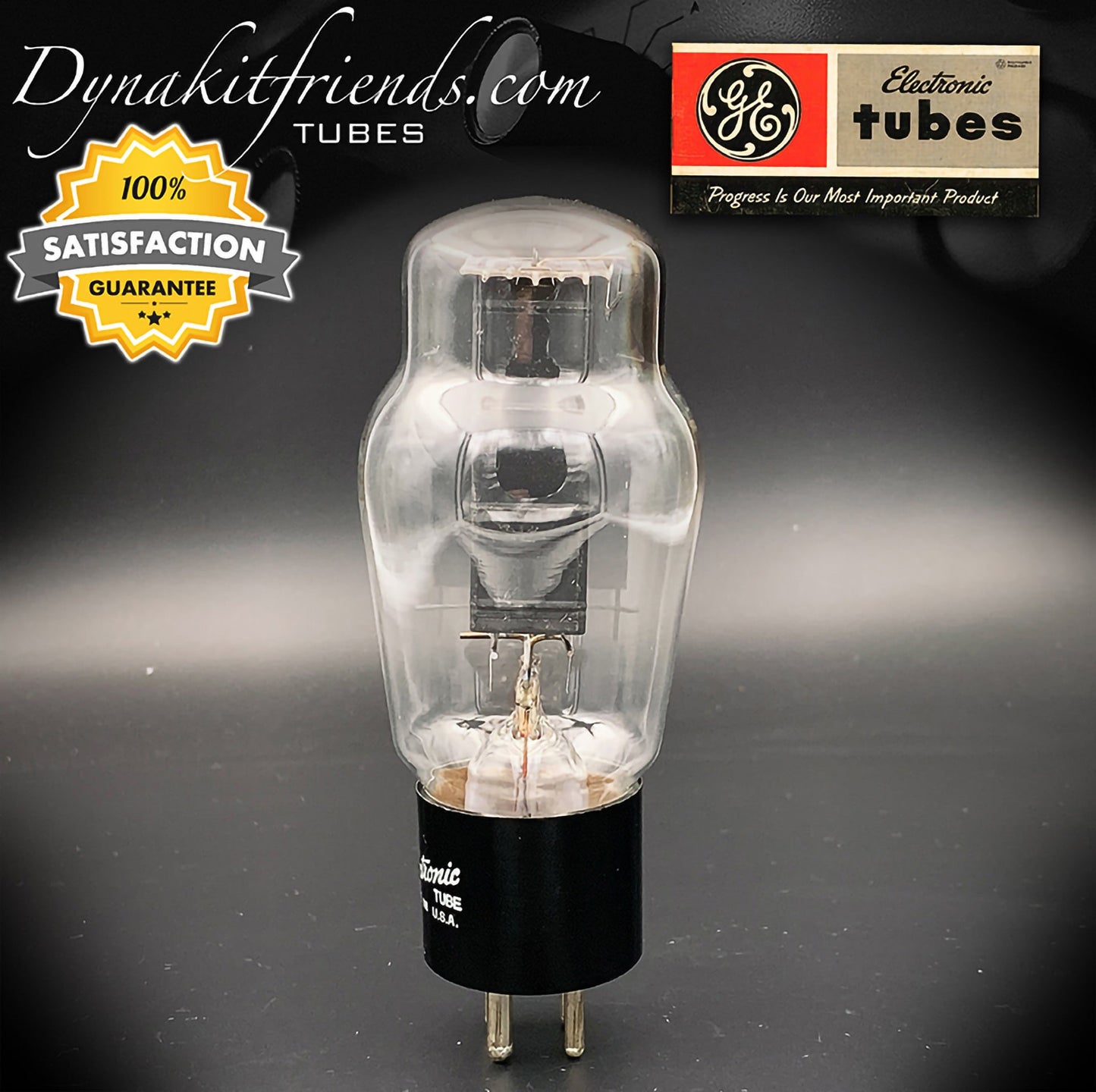 5Z3 ( VT-145 ) GE Black Plates Top Side [] Getter Tube Rectifier Made in USA '66 - Vacuum Tubes Treasures