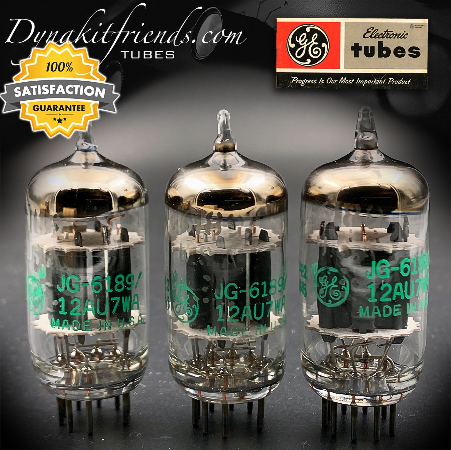 6189 ( E82CC ) GE NOS NIB O Solid Getter Short Plates Matched Trio Made in USA '64 - Vacuum Tubes Treasures