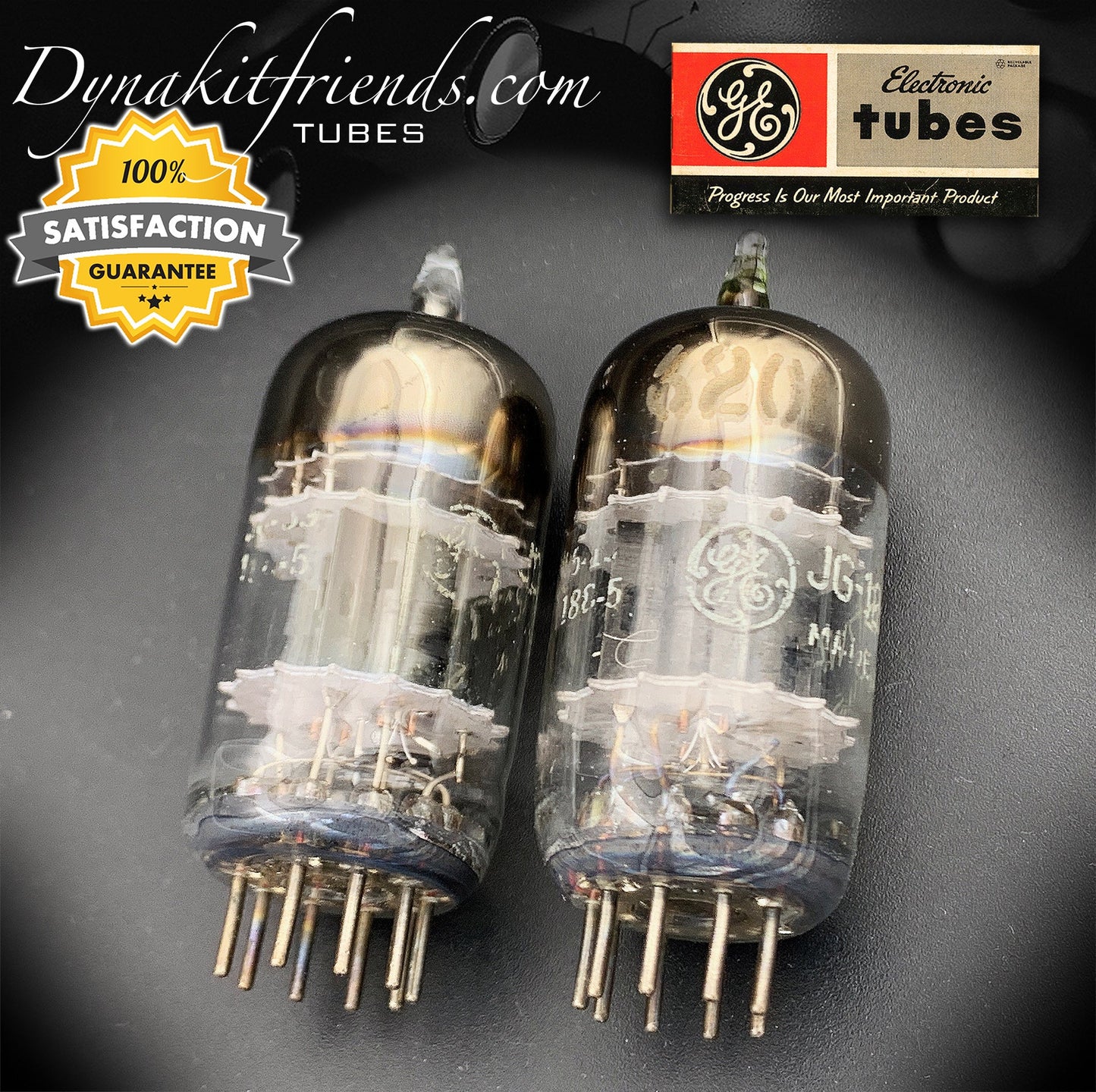 6201 ( 12AT7WA ) GE Black Plates 3 Mica D Getter Matched Tubes MADE IN USA - Vacuum Tubes Treasures