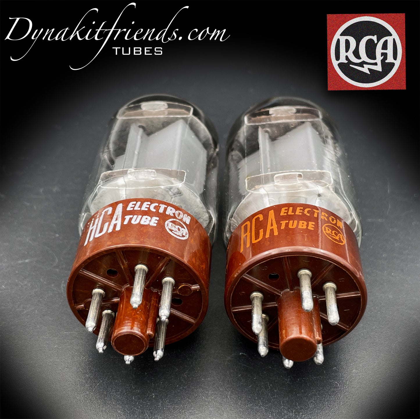 5881 (6L6WGB) RCA-Vakuumröhrenpaar mit braunem Sockel, hergestellt in den USA