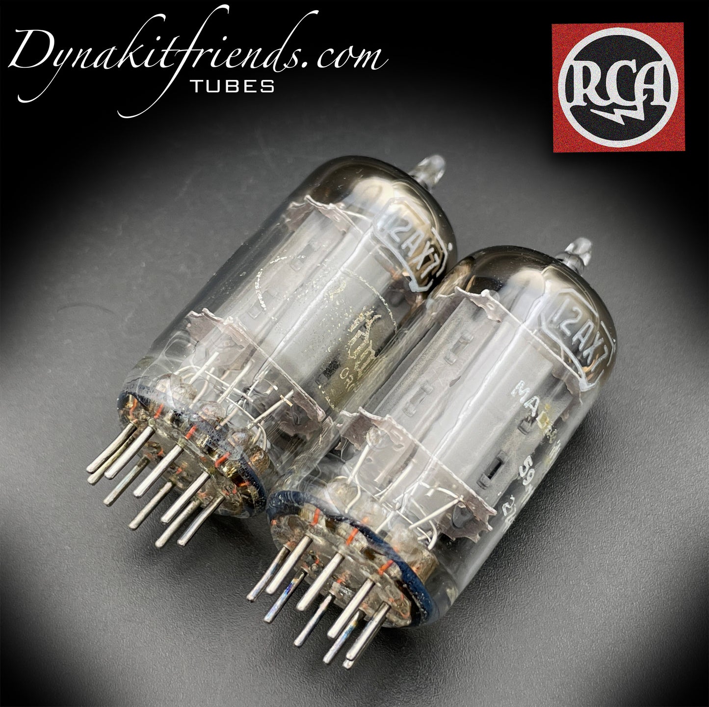 12AX7 ( ECC83 ) RCA Brand Baldwin Long Gray Plates Square Getter Matched Tubes MADE IN USA '59