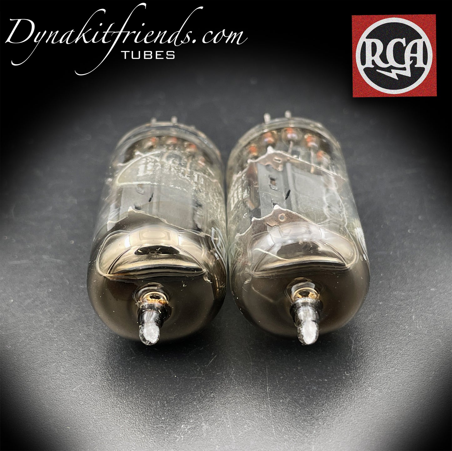 12AX7 RCA Long Gray Plates Square Getter 45° Matched Tubes Made in USA '50s