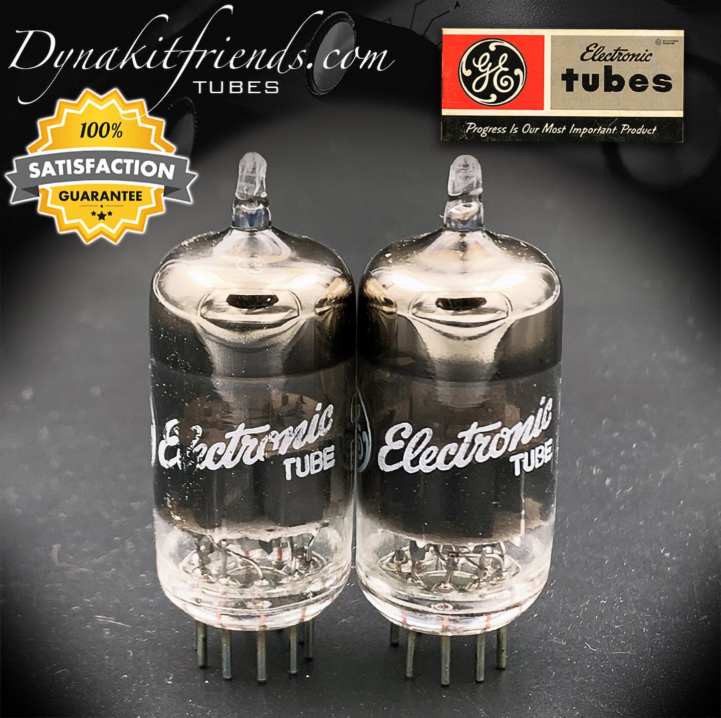 6DJ8 (ECC88) GE NOS NIB O Getter Paire de tubes testés en verre noir fabriqués aux États-Unis '62