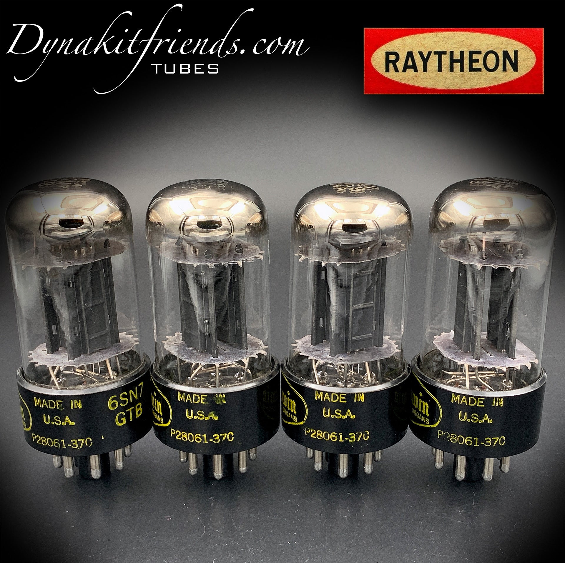 6SN7GTB RAYTHEON Black Plates O Getter Matched Tubes Made in USA '61 - Vacuum Tubes Treasures