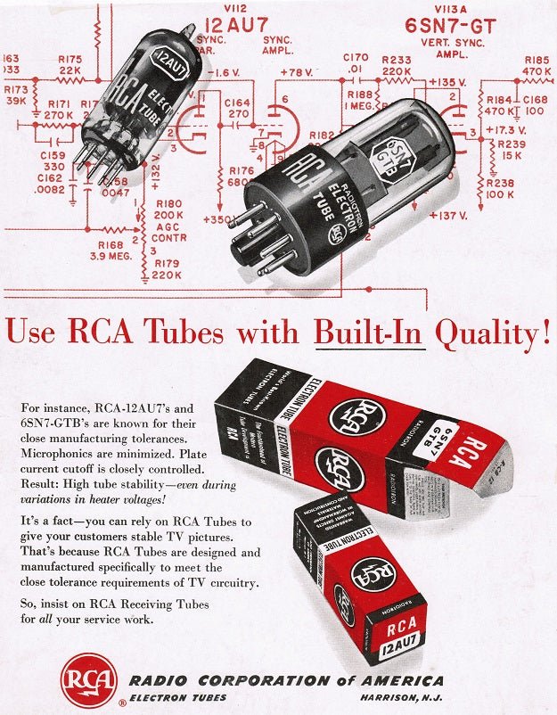 6SN7 GTB RCA ブラック プレート ボトム D/[] ゲッター マッチ チューブ USA 60 年代製 – Vacuum Tubes  Treasures