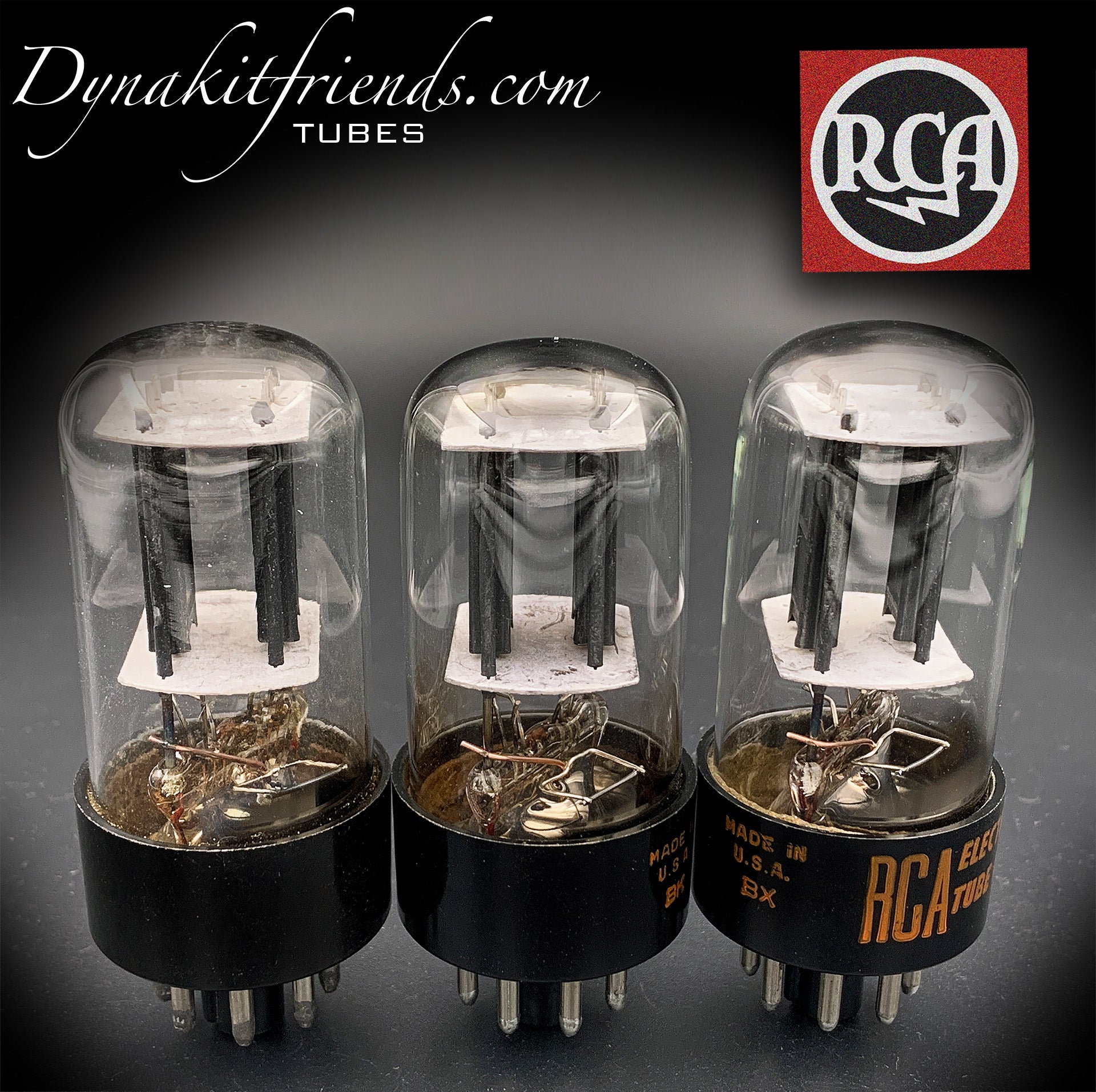 6SN7 GTB RCA Black Plates Bottom D/[] Getter Matched Tubes Made In USA ...