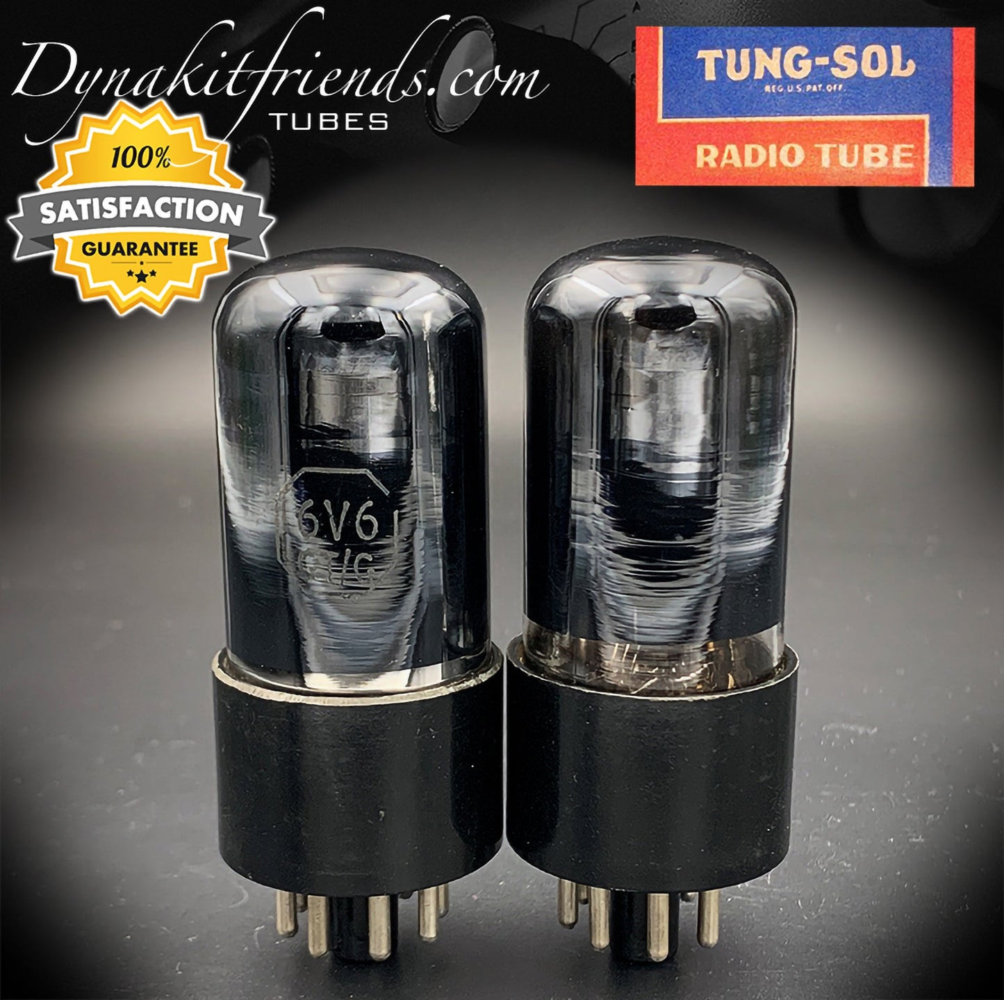 6V6GT TUNG-SOL Black Glass Foil Getter Matched Tubes MADE IN USA