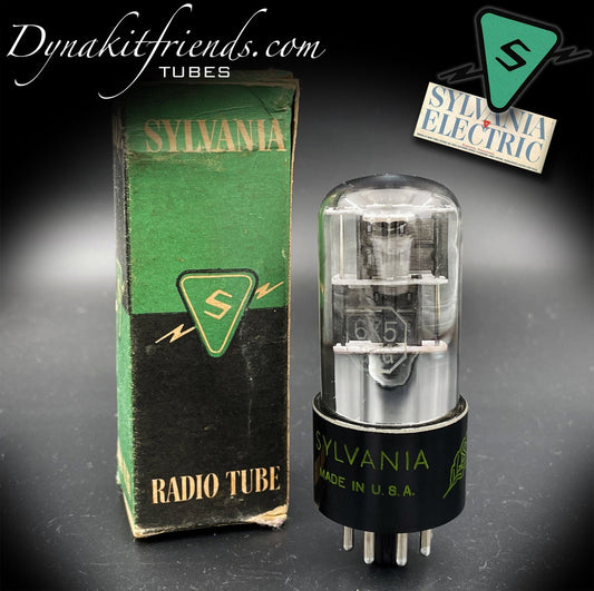 6X5GT ( 6Z5P ) SYLVANIA Black Plates Foil Getter Rectifier Tube MADE IN USA - Vacuum Tubes Treasures