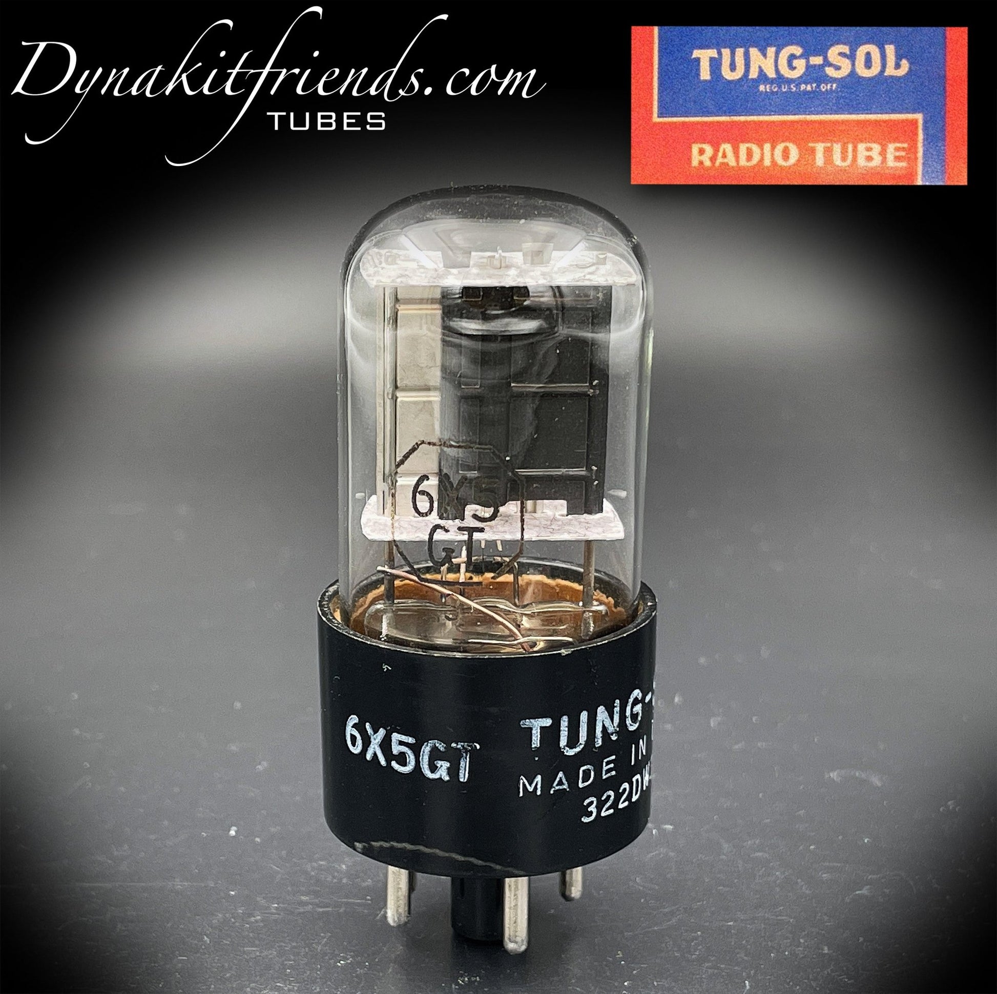 6X5GT ( 6Z5P ) TUNG-SOL Black Plates [] Getter Rectifier Tube MADE IN USA - Vacuum Tubes Treasures