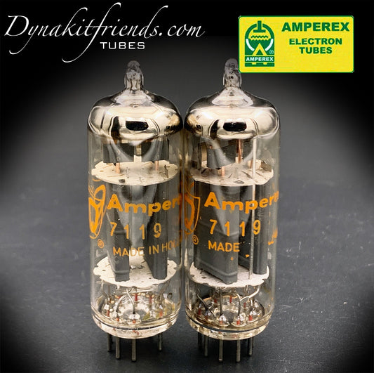 7119 ( E182CC ) AMPEREX Philips Heerlen plant Matched Pair Tubes Made in Holland - Vacuum Tubes Treasures
