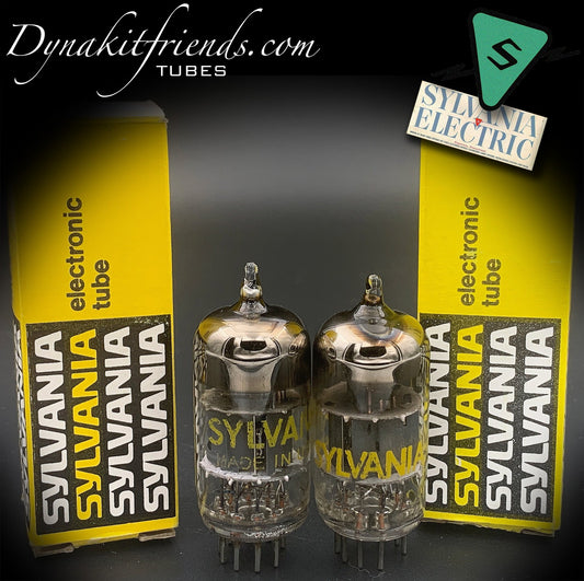 7199 SYLVANIA Gray Plates O Getter Matched Pair Tubes Made in USA - Vacuum Tubes Treasures