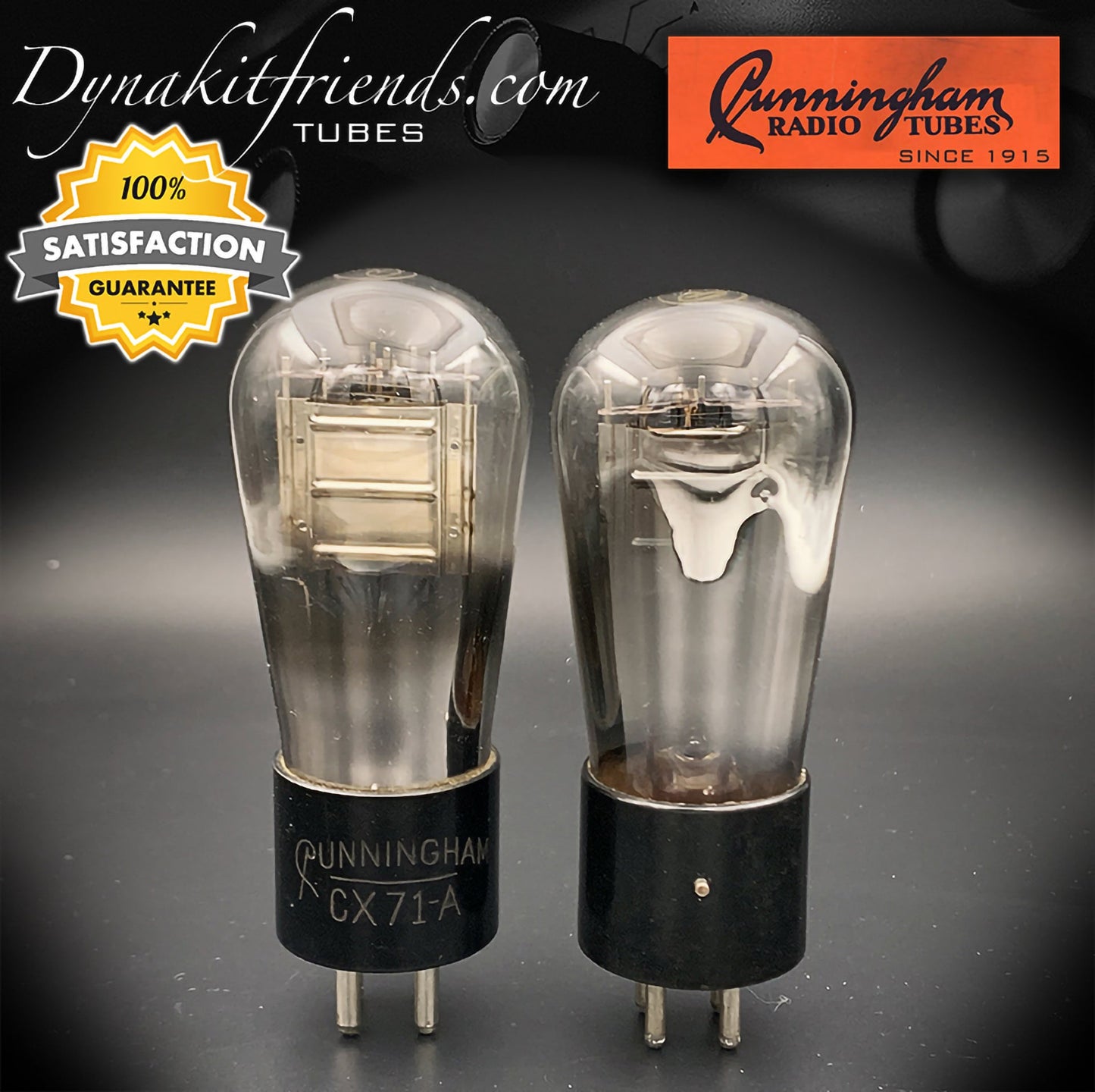 71A CUNNINGHAM Globe Power Triode Matched Pair Tubes Made In USA 1930's