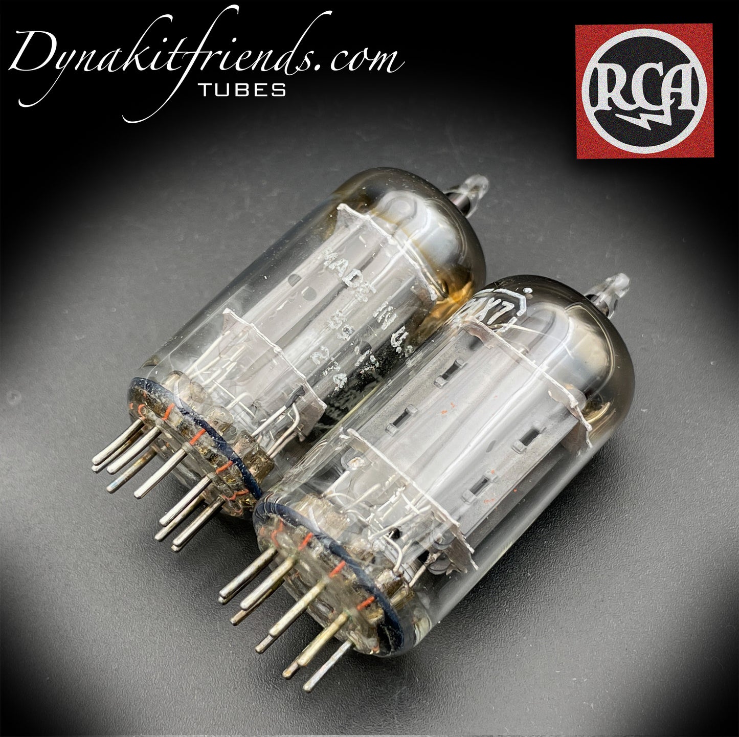 12AX7 RCA Placas largas grises Getter cuadrado Tubos combinados de 45° Hechos en EE. UU. Años 50