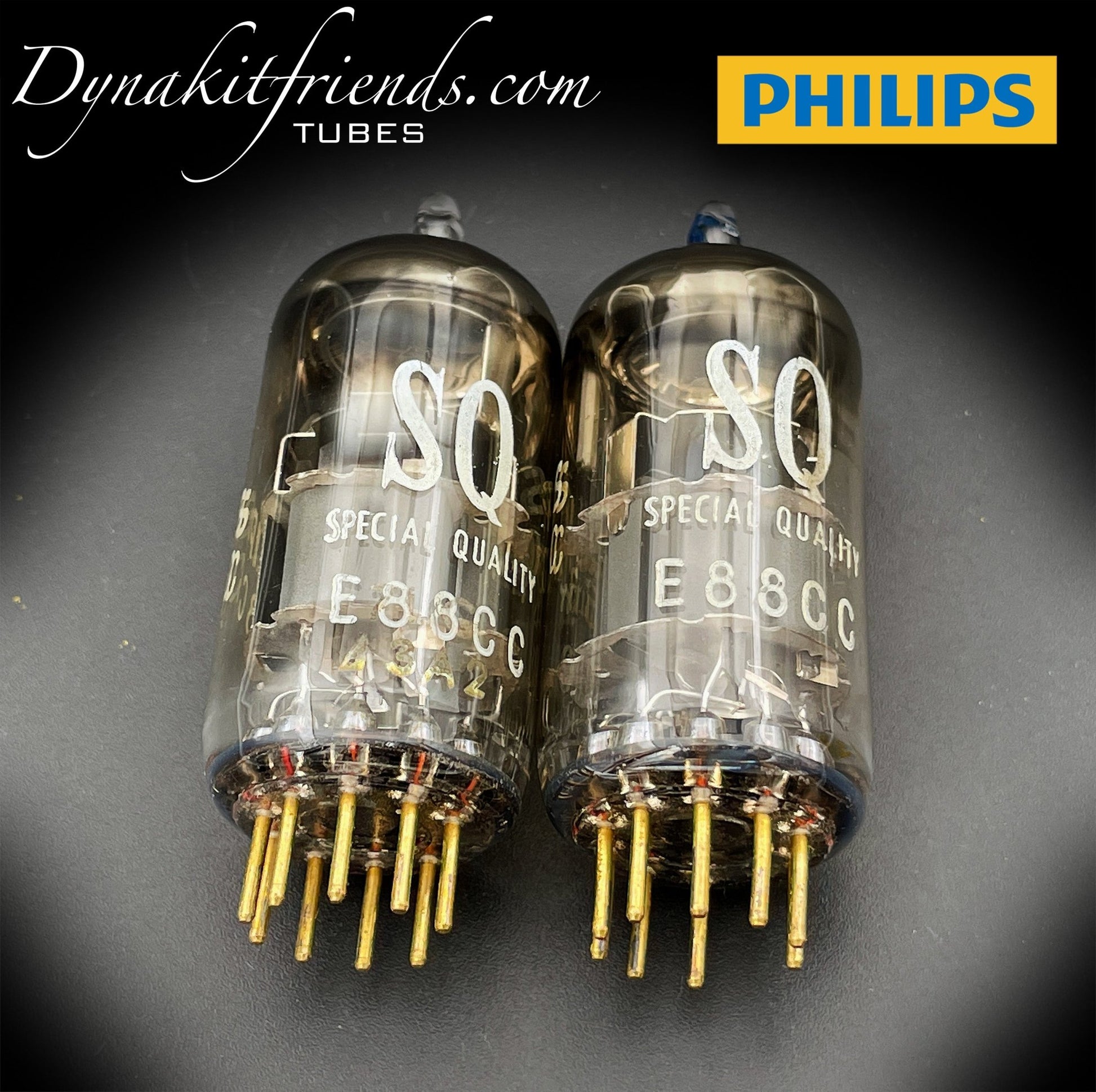 E88CC ( 6922 ) PHILIPS Heerlen Special Quality O Getter Matched Tubes Gold Pin Made in Holland - Vacuum Tubes Treasures