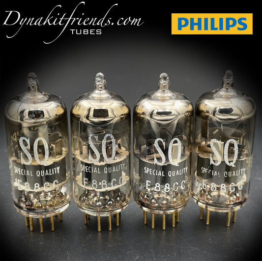 E88CC ( 6922 ) PHILIPS Heerlen Special Quality O Getter Matched Tubes Gold Pin Made in Holland - Vacuum Tubes Treasures