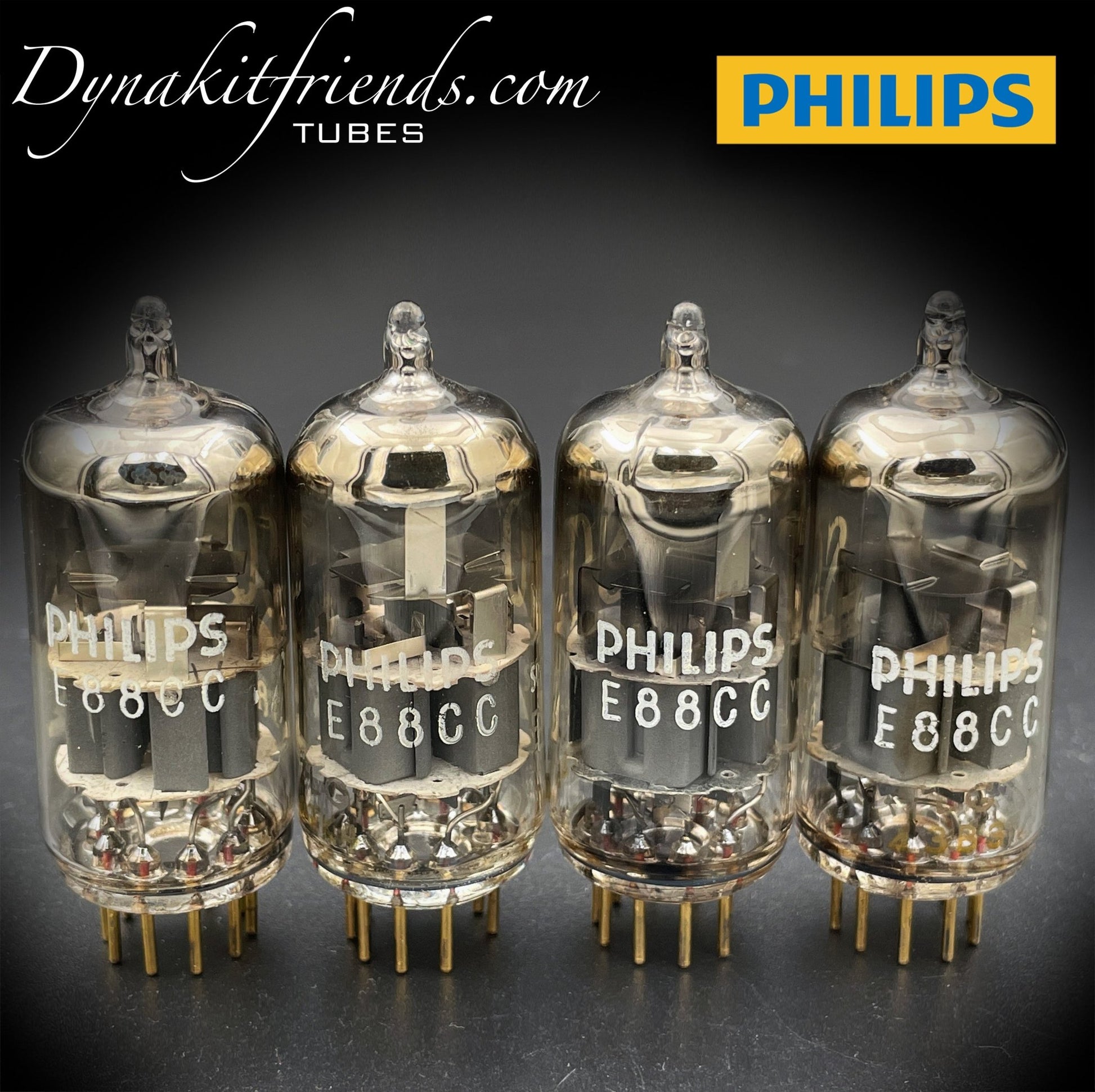 E88CC ( 6922 ) PHILIPS Heerlen Special Quality O Getter Matched Tubes Gold Pin Made in Holland - Vacuum Tubes Treasures
