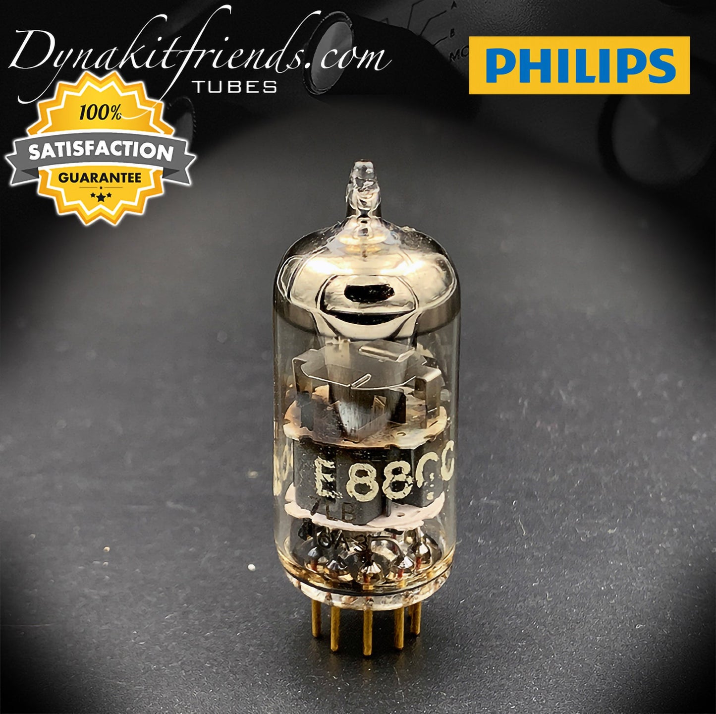 E88CC ( 6922 ) PHILIPS Special Quality Halo Getter Tube Gold Pin Made in Holland