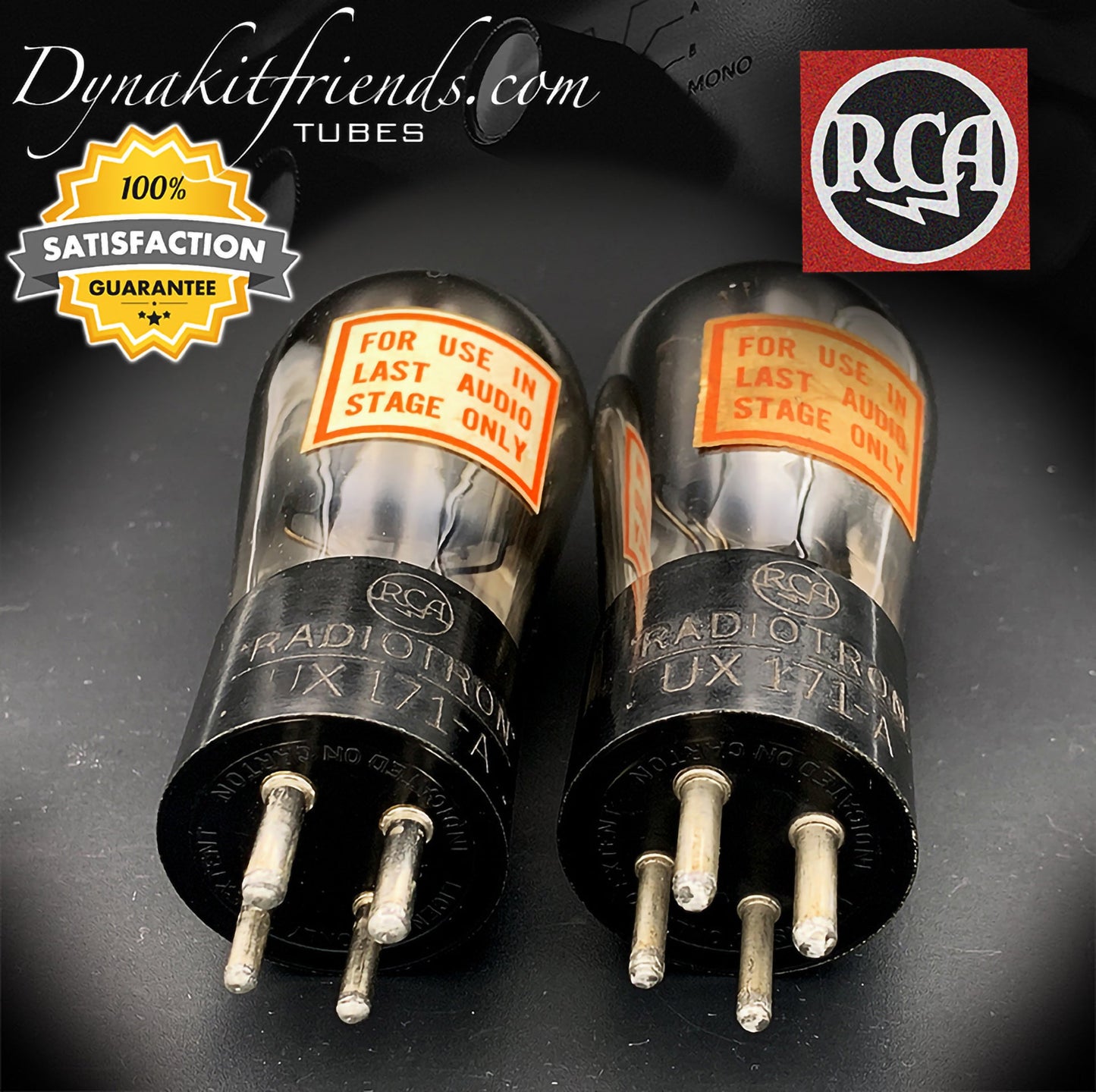 UX171A ( 71A ) RCA NOS Globe Power Triode Paire de tubes assortis fabriqués aux États-Unis 1928