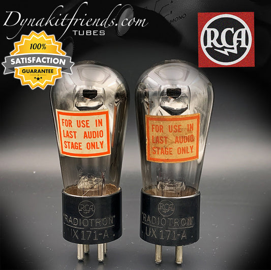 UX171A ( 71A ) RCA NOS Globe Power Triodo emparejado par de tubos fabricados en EE.UU. 1928